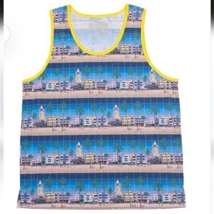 Billionaire Boys Club Miami Strip Tank Top In Blue and Yellow Men's Size S